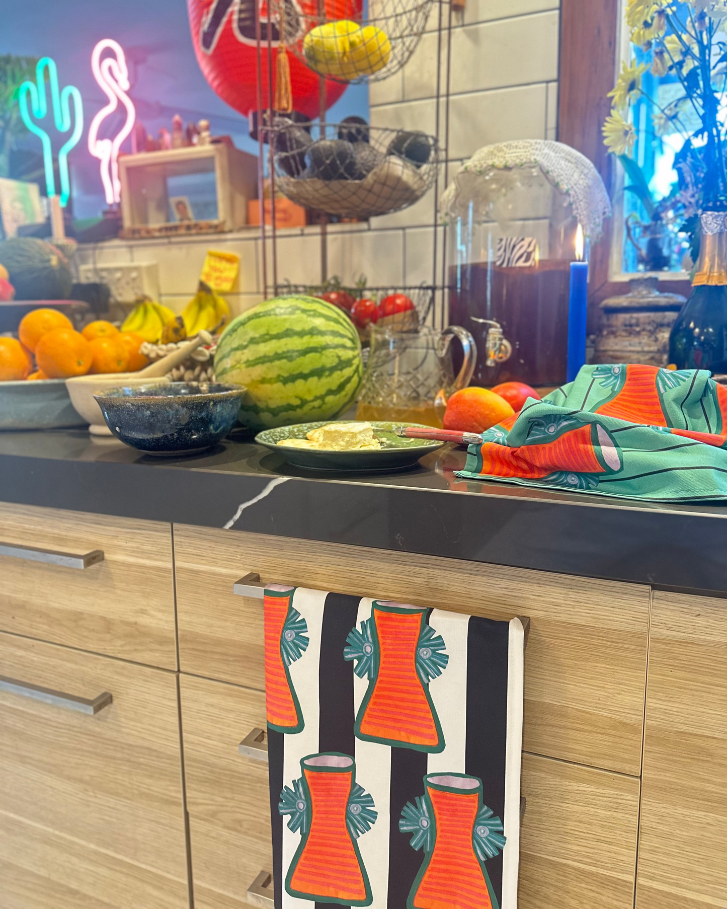 Black and White Tea Towel