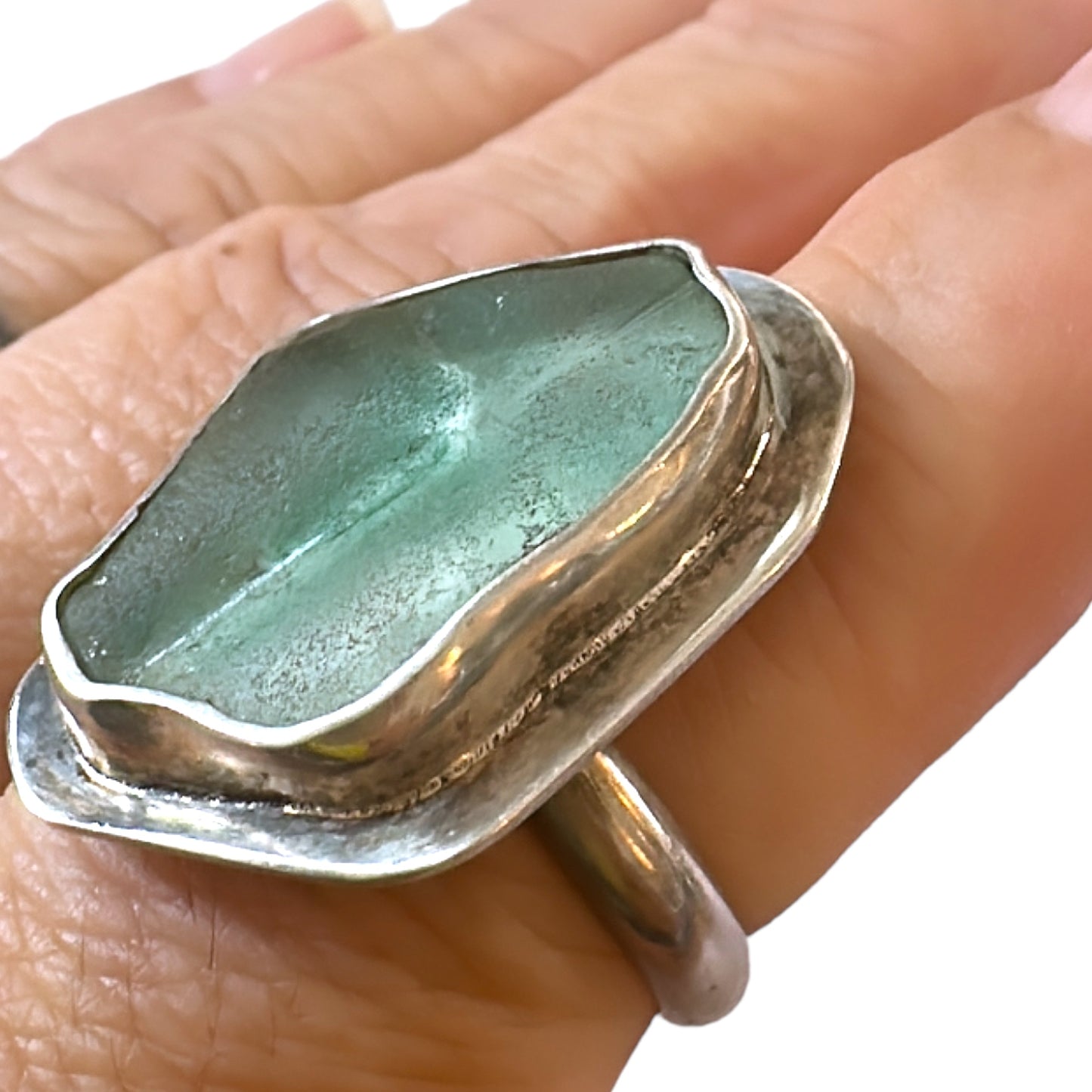 Sterling silver sea glass ring